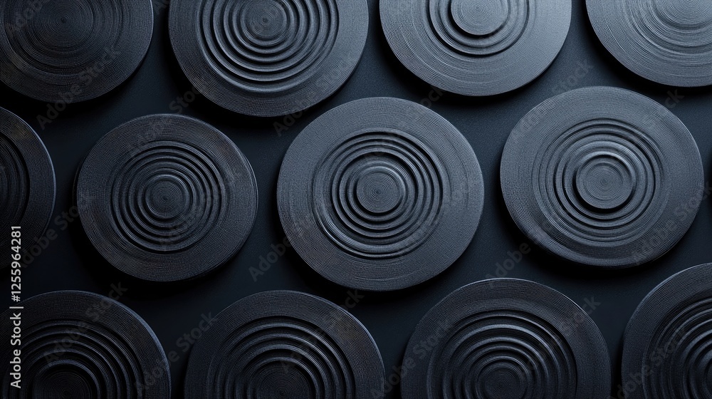 Poster monochrome circular patterns intersecting to create a smooth, minimalist background