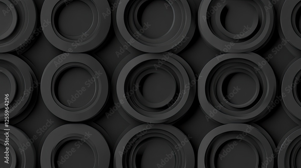 Poster Monochrome circular patterns intersecting to create a smooth, minimalist background