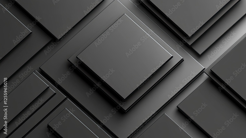 Poster overlapping squares and rectangles with subtle gradients, a minimalist background design.