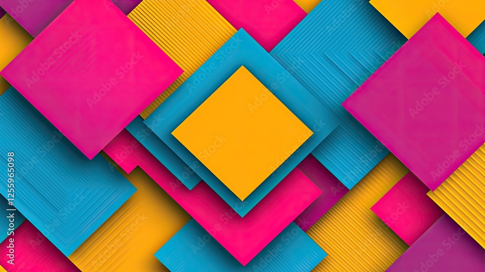 Poster overlapping squares and rectangles with subtle gradients, a minimalist background design.