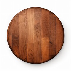 Round Wooden Table Isolated White Background
