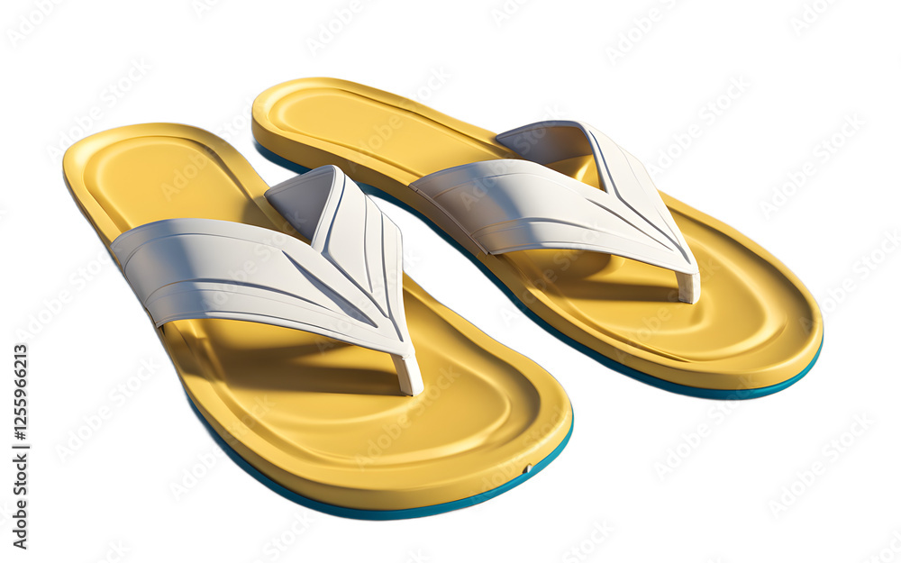 Aufkleber a pair of comfortable beach slides with a cushioned sole, isolated on a empty plain background