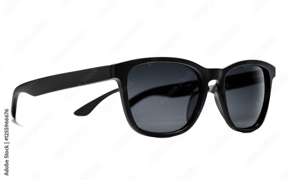 Poster A pair of polarized sunglasses with a matte black frame, isolated on a empty plain background