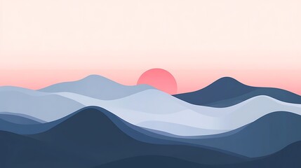 Serene Sunset Over Rolling Blue Mountainscape