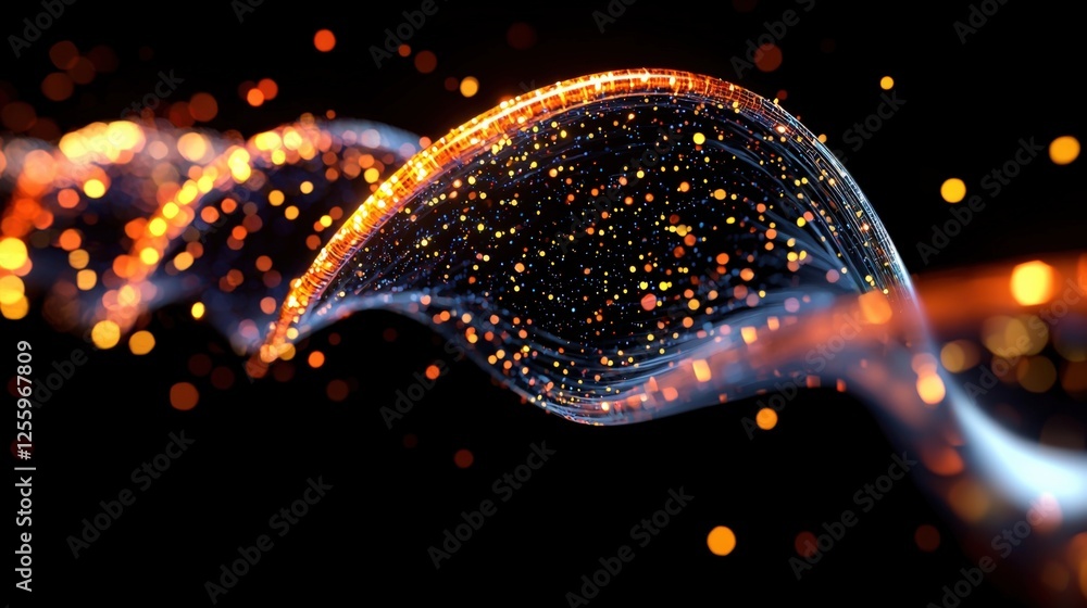 Aufkleber dynamic flow of sparkling particles abstract art digital illustration dark background artistic persp