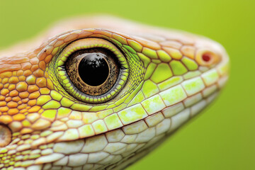 Striking close-up of a colorful lizard showcasing its scales and expressive eye