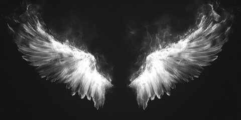 Obraz premium White wings on black background