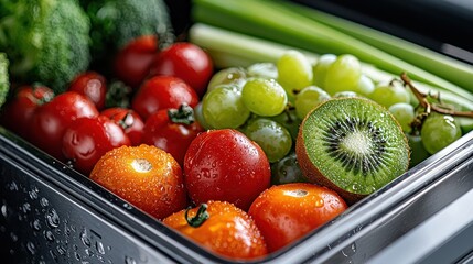 Fresh Produce in Stainless Steel Fridge