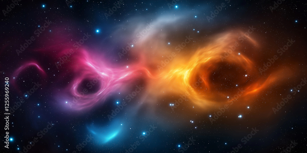 Aufkleber colorful nebula cloud rotating in deep space with bright stars