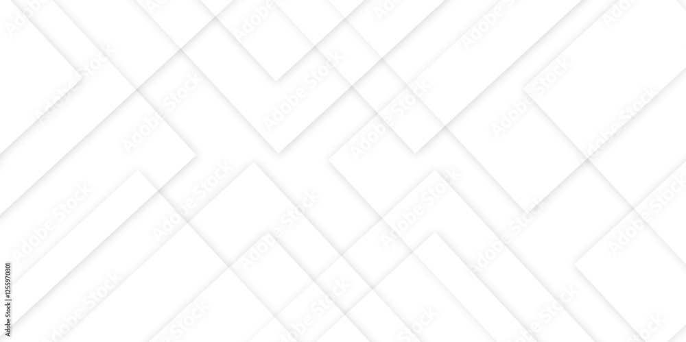 Poster abstract white background design with layers of textured white transparent material in triangle and 