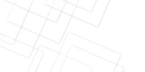 Abstract white background design with layers of textured white transparent material in triangle and squares shapes. White color technology concept geometric line vector white light grey background.	
