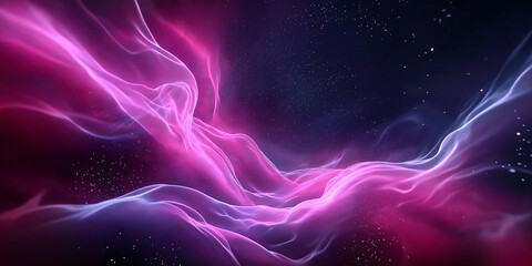 Fototapeta premium Pink and purple plasma clouds flowing in deep space with stars