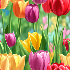 Obraz premium colorful tulips vector illustration