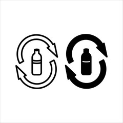 Recycle symbol. Recycle arrow icon. Reuse symbol. Recycle label. Recycle badge. Recycle icon. Recycle icon of beverage bottle product, reuse and reduce, on white background