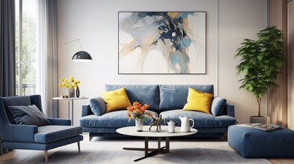 Modern Blue Living Room Interior Design