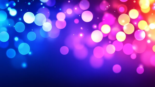 Vibrant bokeh light in colorful hues creating a dreamy background for festive events or designs
