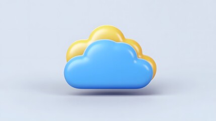 3D Cloud Computing Icon with Connected Nodes on Isolated White Background