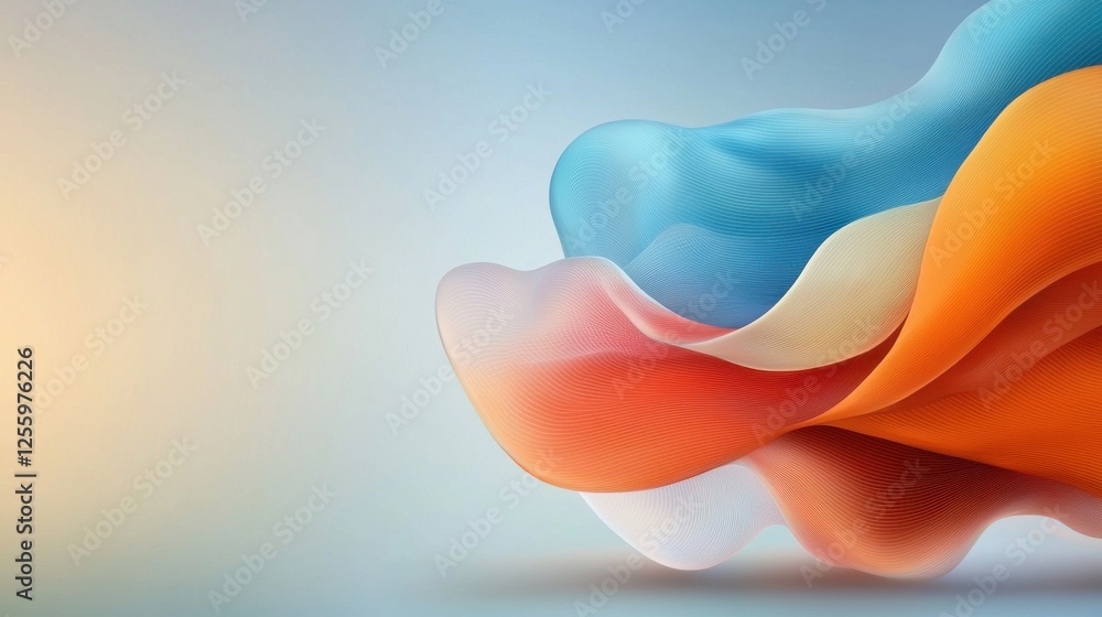 Aufkleber abstract waves in soft colors and flowing lines