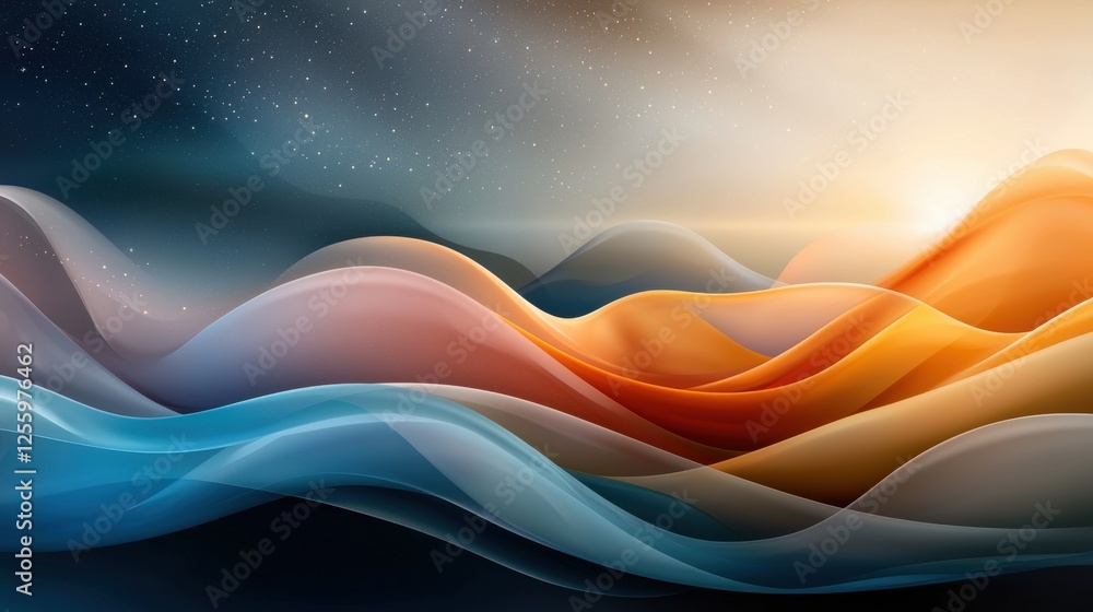 Poster smooth glowing abstract waves and fluid patterns