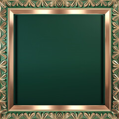 gold frame with trefoil pattern on green background.