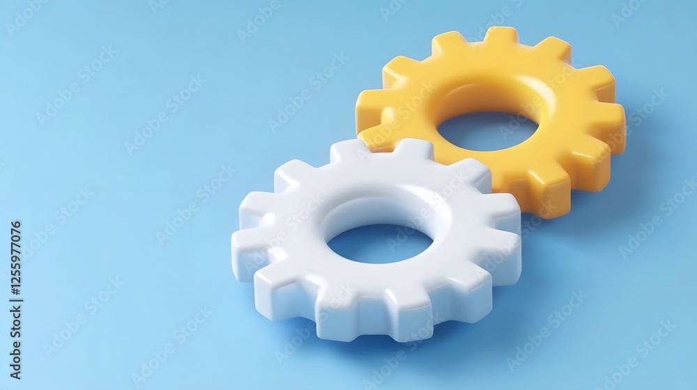 Aufkleber overlapping 3d gear cogs representing technical on blue background