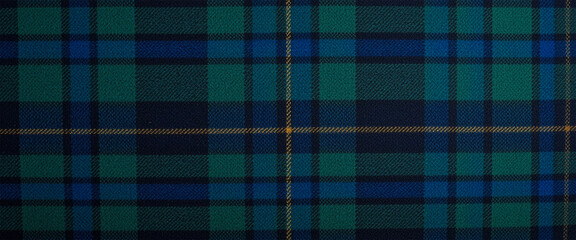 Dark blue and green plaid fabric texture