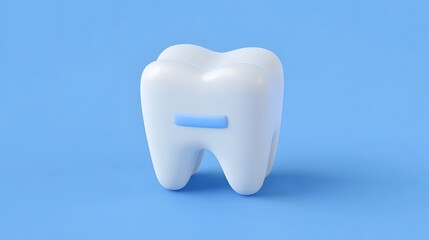 3D Tooth Icon Symbolizing Dental Care on Pastel Blue Background