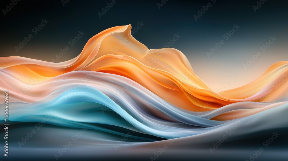 Poster wavy abstract lines with subtle shadows