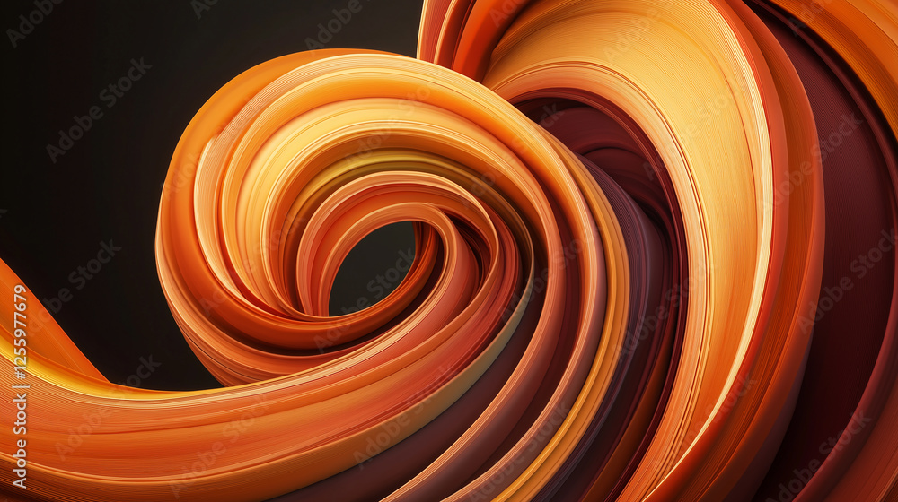 Poster Abstract orange swirl creating a mesmerizing visual flow