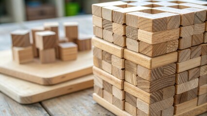 wooden blocks on a wooden background