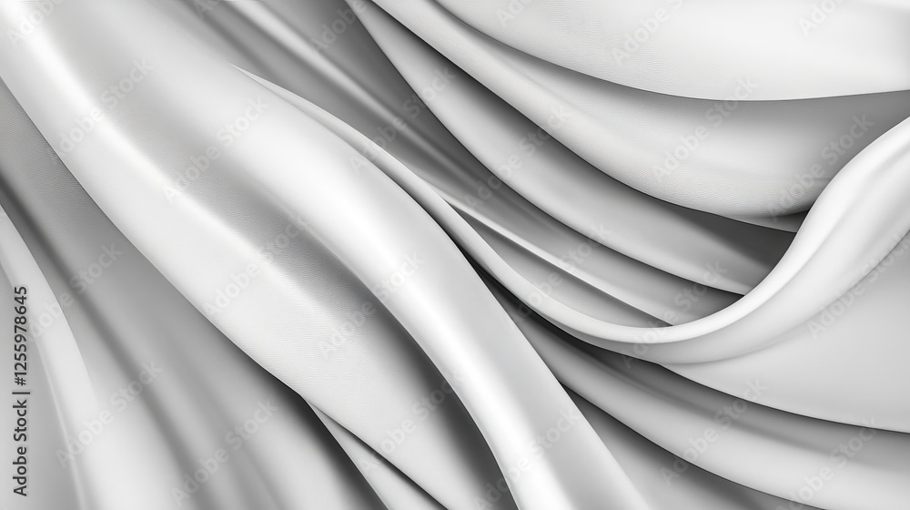Poster elegant flowing white fabric draping softly, creating smooth textures and shadow in a serene setting