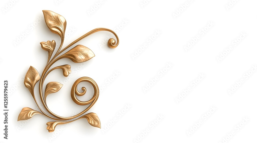 Poster elegant golden flourish with intricate scrollwork and curves