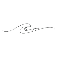 
Sea wave one line. Vector drawing on a white background.
