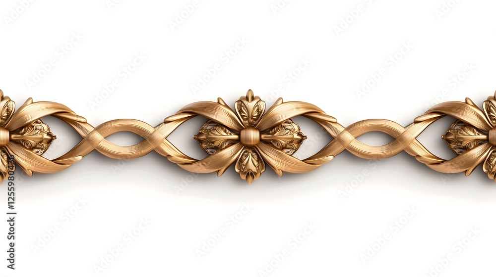 Poster elegant golden border design with symmetrical interwoven patterns on white background