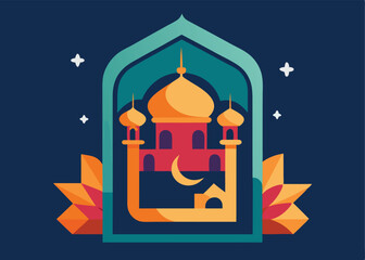Fototapeta premium Elegant Ramadan Greeting Card, Islamic Design, Festive Vector Illustration for Celebrations eid moon