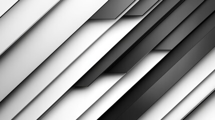 Fototapeta premium Abstract composition of overlapping geometric shapes in black and white creating depth and contrast