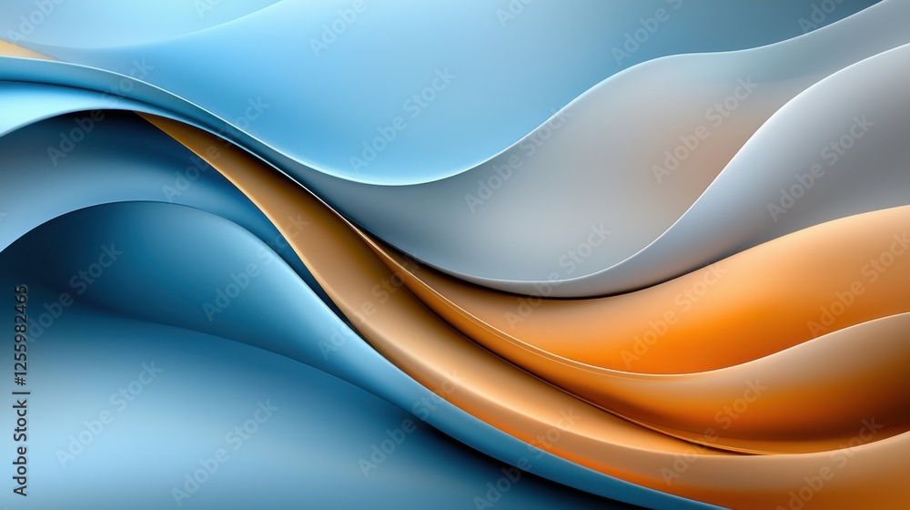 Poster futuristic wavy lines with metallic gradient effect