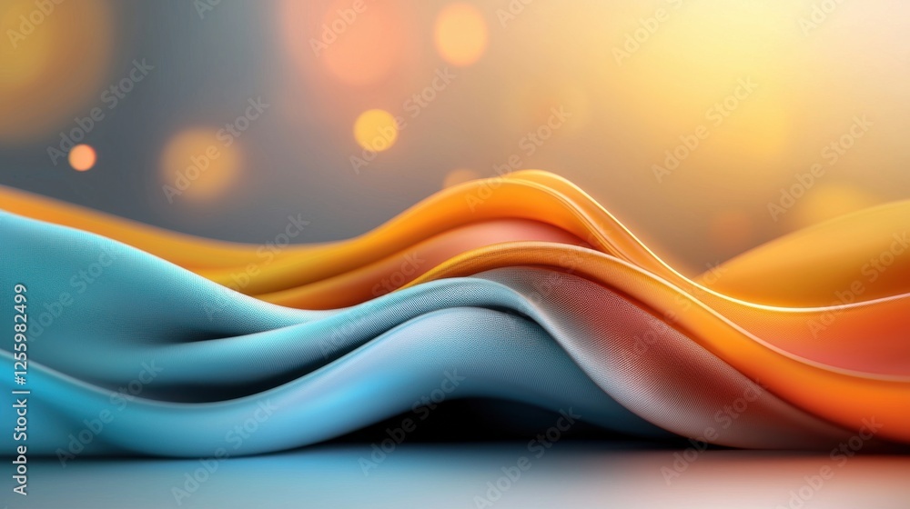 Poster wavy lines with metallic gradient in futuristic style
