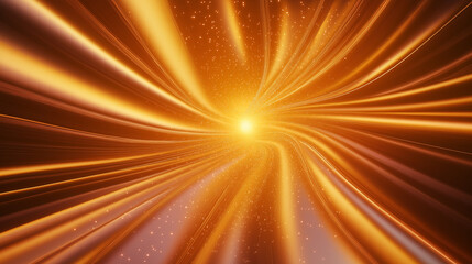 Obraz premium Golden swirling vortex with glowing particles exploding from bright center
