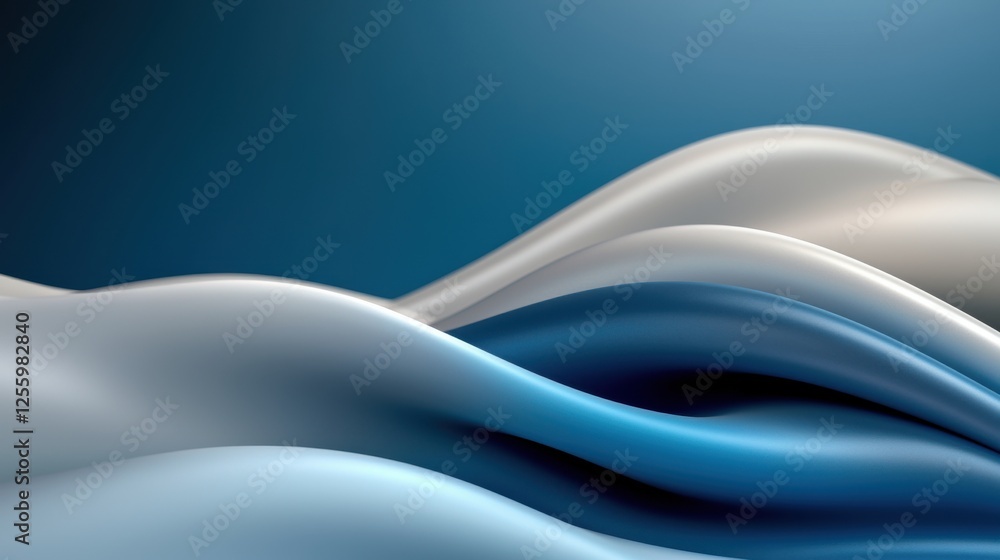 Poster futuristic silver waves with glossy patterns