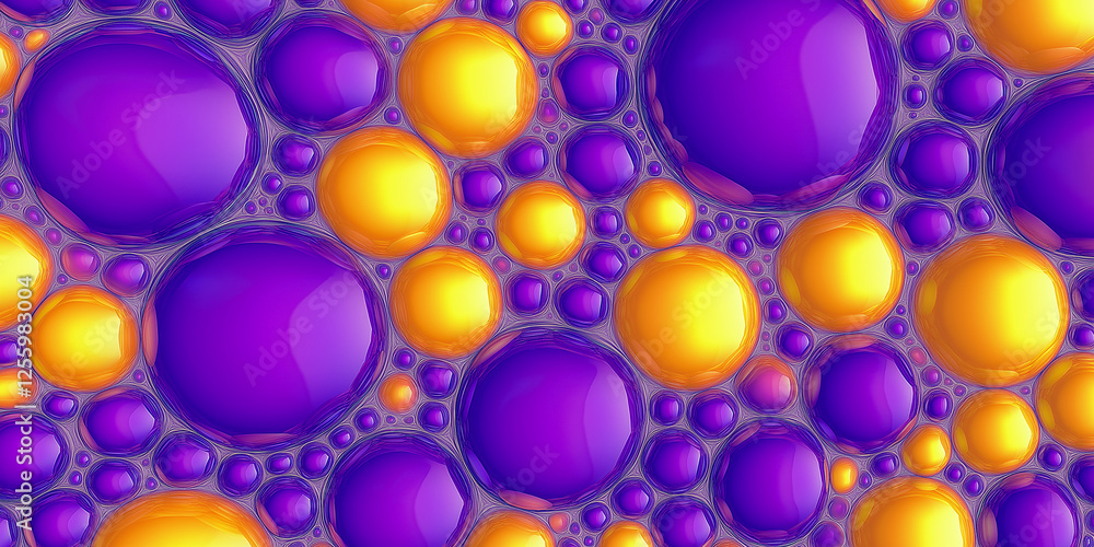 Poster purple and gold bubbles creating an abstract pattern