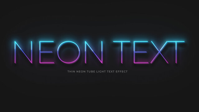 Thin Neon Tube Light Text Effect