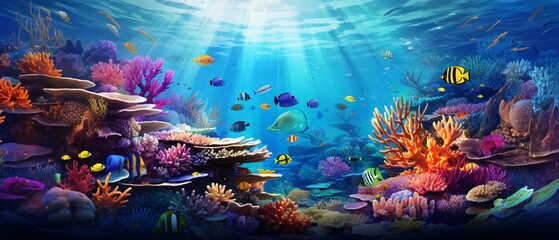 Vibrant Tropical Coral Reef Underwater Scene