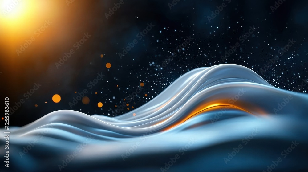 Poster smooth flowing waves on dark background