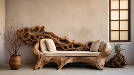 Rustic Solid Wood Tree Trunk Sofa