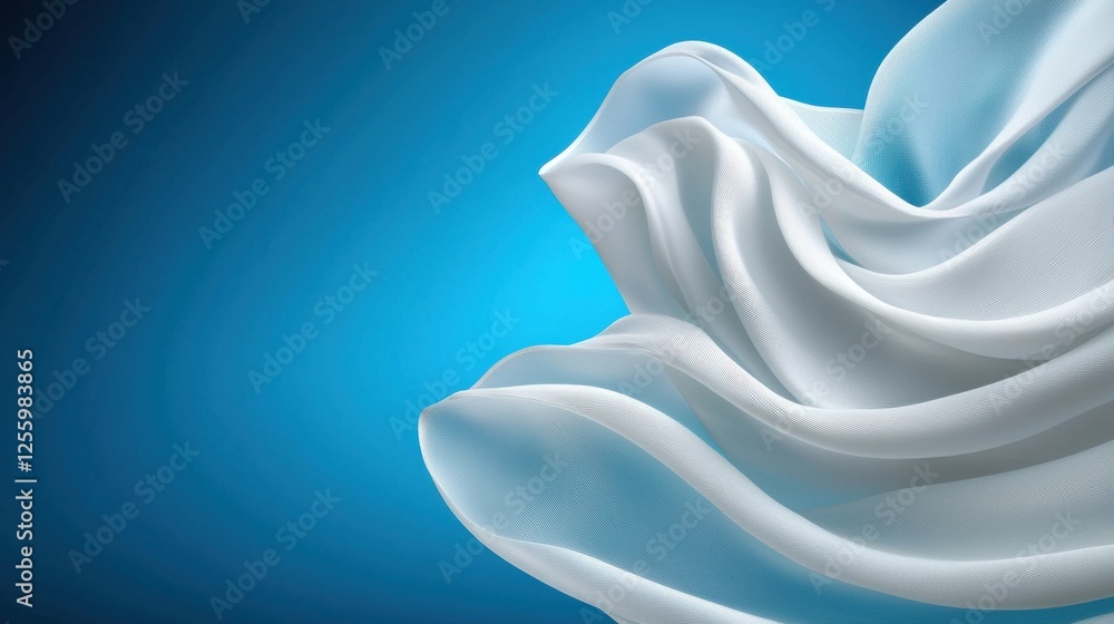 Poster serene flowing silk wave patterns in white