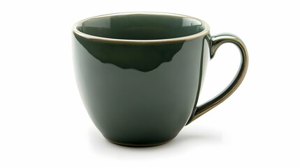 Photo Green Ceramic Mug on White Background, Kitchenware