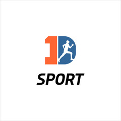 run winner victory logo icon .initial 1D or D1 logo design.one day vector with athlete sport running design