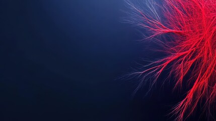 Abstract red and blue fractal light pattern on dark background
