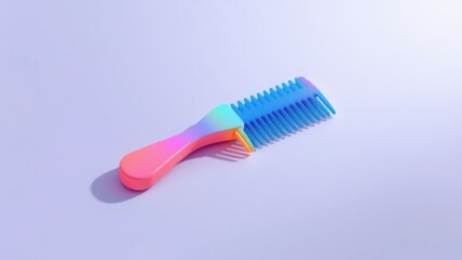 Massage comb on a solid color background with horizontal and vertical planes